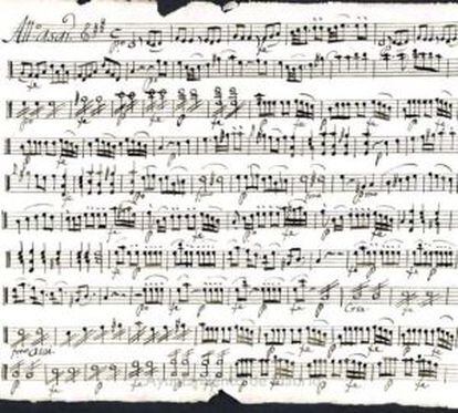 Un fragmento de una partitura de Brunetti.