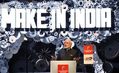 El primer ministro indio, Narendra Modi, en la feria industrial de Hannover.
