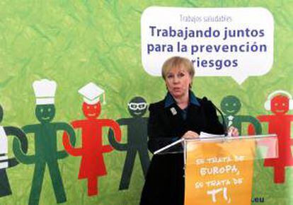 La directora de la Agencia Europea para la Seguridad y la Salud en el Trabajo, Christa Sedlatschek, en Bilbao.