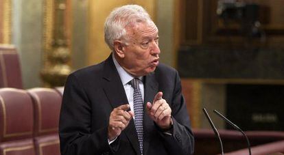 Margallo, durante su intervenci&oacute;n en el Congreso.