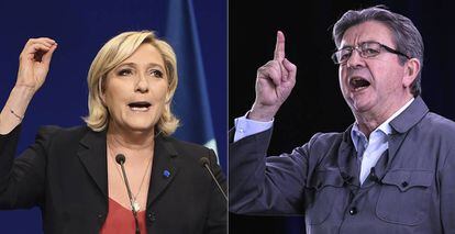 Marine Le Pen y Jean-Luc Melench&oacute;n durante los mitines de la campa&ntilde;a presidencial.