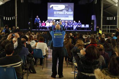 La Teniente de Alcalde Marta Higueras presenta el IX Recuento de personas sin Hogar en la ciudad de Madrid coordinado por el samur social, en el Matadero