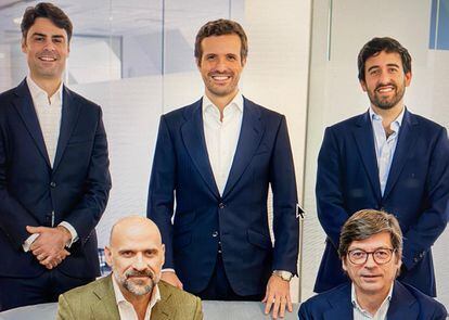 Partners of the new venture capital fund Hyperion, led by Pablo Casado (top center).