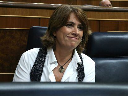 La ministra de Justicia, Dolores Delgado, en el Congreso de los Diputados.