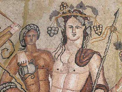 Uno de los mosaicos procedentes de Complutum, en el Museo Arqueológico Regional.