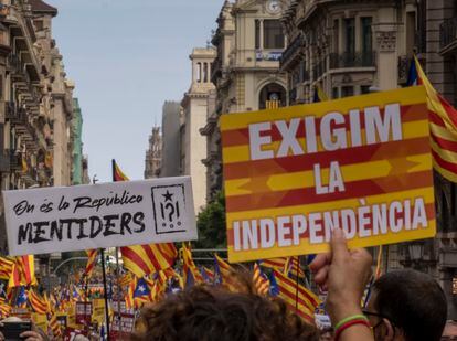 Manifestación en Barcelona con motivo de la Diada.