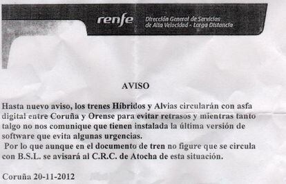 Circular de Renfe en noviembre de 2012.