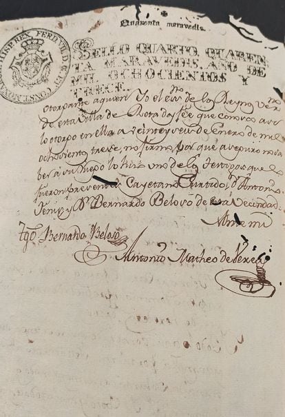 Fragmento del testamento de Maria Antonia Varela, esclava que consiguió la libertad y que murió en Rota en 1813