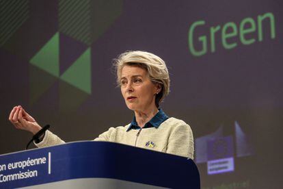 La presidenta de la Comisión Europea, Ursula von der Leyen, durante la presentación del Plan Industrial Verde en Bruselas.