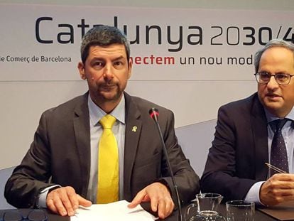 El presidente de la Cámara, Joan Canadell, y el presidente de la Generalitat, Quim Torra.