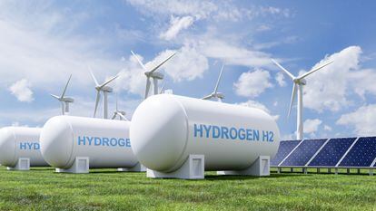 Tanques de almacenamiento de energía de hidrógeno para instalaciones de turbinas eólicas y solares.