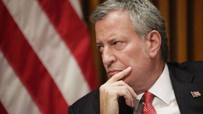 El demócrata Bill de Blasio, en una rueda de prensa