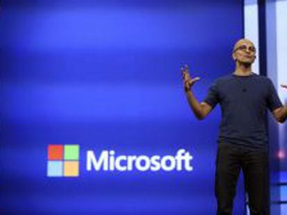 Satya Nadella, consejero delegado de Microsoft, durante la conferencia de desarrolladores en San Francisco, el pasado mi&eacute;rcoles.
