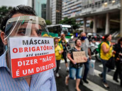 Protestas en São Paulo contra las medidas tomadas para frenar el coronavirus.