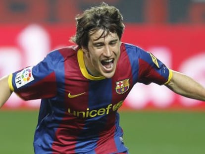 Bojan, durante un partido con el Barcelona en 2011