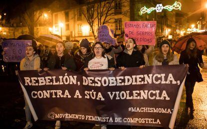 Manifestación en Santiago de Compostela en contra de la violencia de género y en apoyo a Diana Quer el pasado 2 de enero.