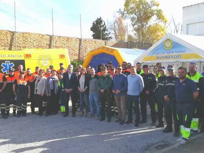 Las 120 personas del equipo de seguridad del Toro del Aleluya de Arcos de la Frontera de este año.