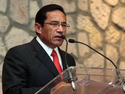 Alberto Reyes Vaca, durante su toma de posesión como Secretario de Seguridad Pública de Michoacán, en mayo de 2013.