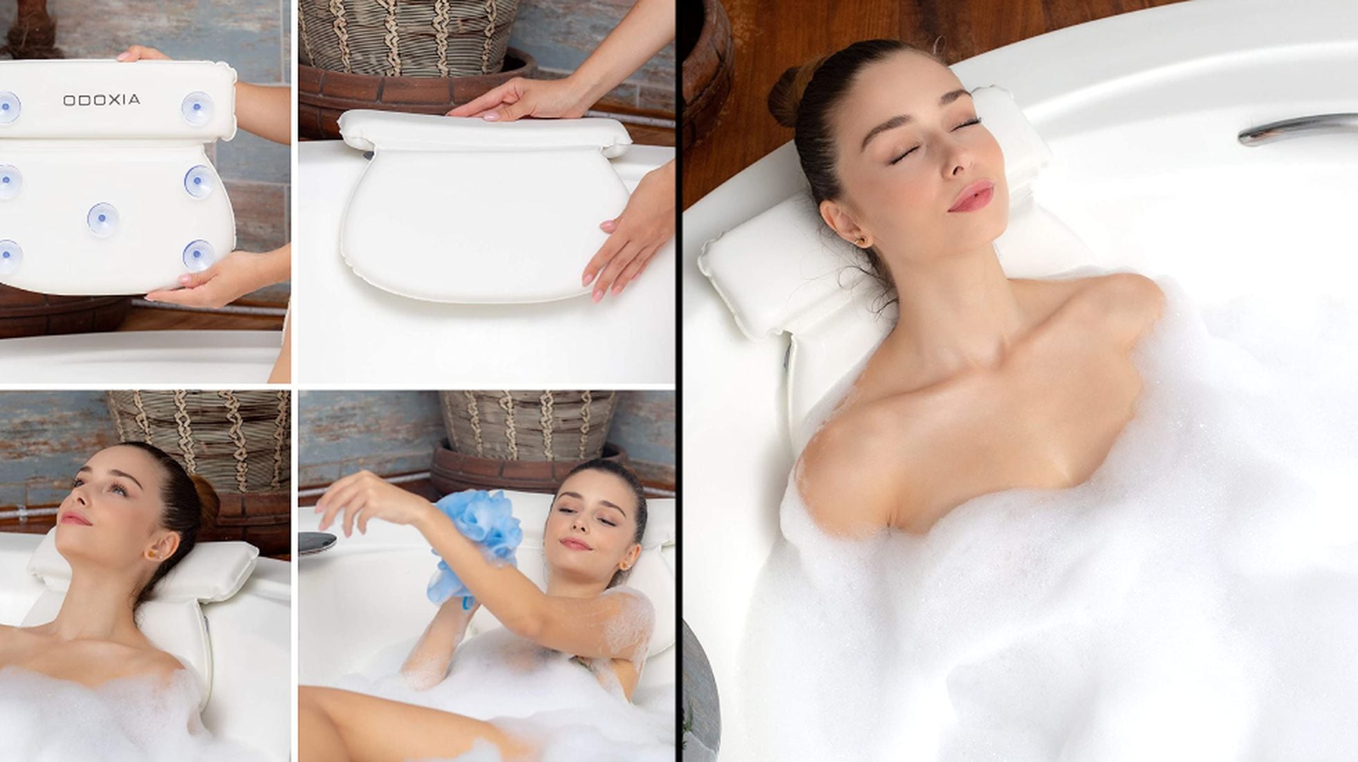 Monsuri Lujosa almohada de baño para bañera, almohadas de bañera de primera  calidad para soporte de cabeza y cuello, almohada ideal para bañera para