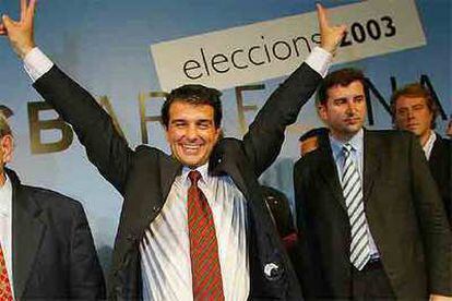Joan Laporta, el día de su victoria electoral en 2003.