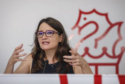 La vicepresidenta del Gobierno valenciano, Mónica Oltra, en la rueda de prensa posterior al pleno del Consell.