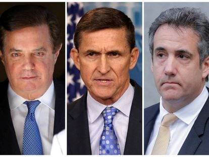 Paul Manafort, Michael Flynn y Michael Cohen.