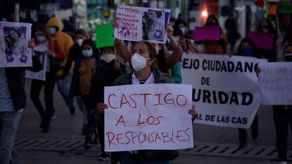 Una protesta en Chiapas por la muerte de Mariana Sánchez.