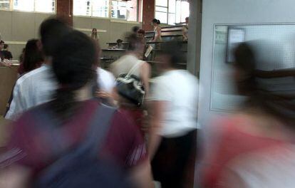 Un aula de la universidad Pompeu Fabra.
