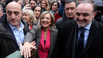 DVD 1193 (28/12/23) Pamplona. Moción de censuara a la alcaldesa de Pamplona. La exalcaldesa de Pamplona Cristina Ibarrola, a su salida del Ayuntamiento. foto de Jaime Villanueva