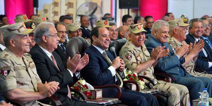 El presidente Abdelfatá al Sisi interviene en un acto, este martes en El Cairo