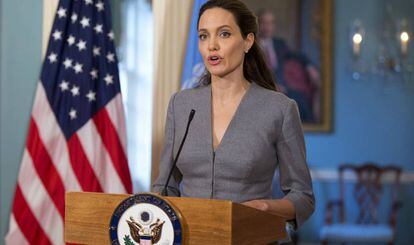 Angelina Jolie, hablando de la crisis migratoria el pasado 20 de junio de 2016.