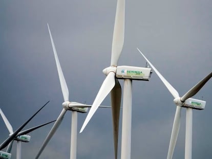 Turbinas de aerogeneradores de una planta de Iberdrola en Andalucía.