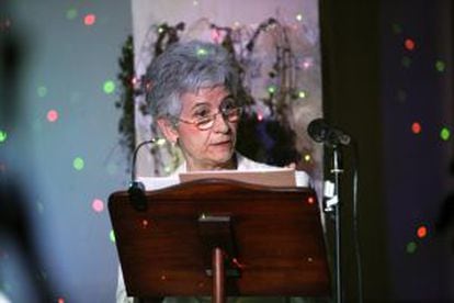 La poeta Pureza Canelo, en el homenaje a Aleixandre.