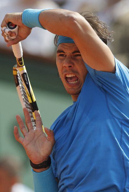 Rafael Nadal, en su partido de ayer contra John Isner.