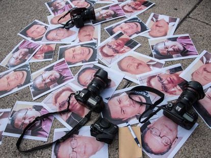 Fotos de periodistas asesinados en México.