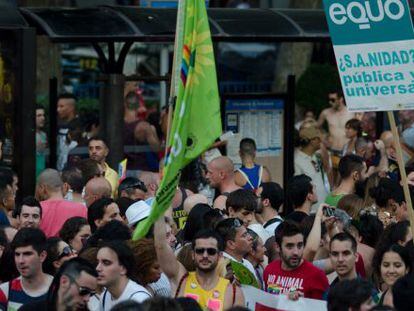 Simpatizantes de Equo durante el Orgullo Gay en Madrid este a&ntilde;o.