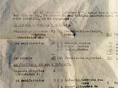 Uno de los documentos hallados en la antigua estación de Canfranc.