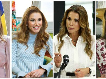 La reina Rania de Jordania esta semana, el pasado enero, hace dos años y en 2008. 