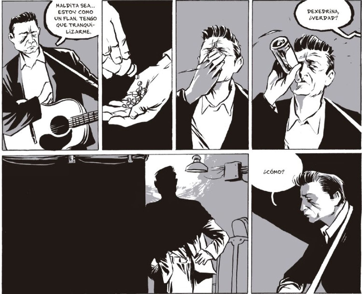 Viñetas de Reinhard Kleist para 'Johnny Cash. I See Darkness'.