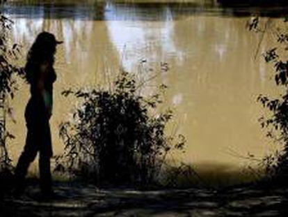 Una joven observa el cauce del Guadiamar a su paso por el corredor verde creado para regenerar este río, que el 25 de abril de 1998 sufrió una riada tóxica de 6 millones de metros cúbicos, causada por la rotura de la balsa de residuos de la mina de Aznalcollar. EFE/Archivo