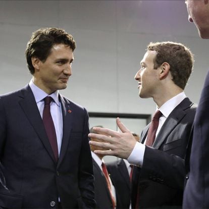 Justin Trudeau, primer ministro de Canadá, y Mark Zuckerberg, fundador de Meta.