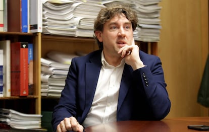 Eneko Andueza, en un momento de la entrevista.