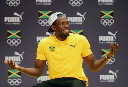 Usain Bolt, en una rueda de prensa en R&iacute;o. 