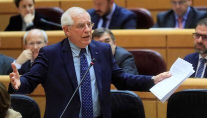 Josep Borrell, en una imagen tomada en el Senado, este febrero.