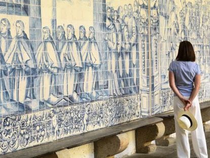 Azulejos en el claustro de la catedral de Viseu, al norte de Portugal. 