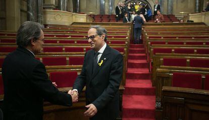 Artur Mas i Quim Torra, al Parlament.