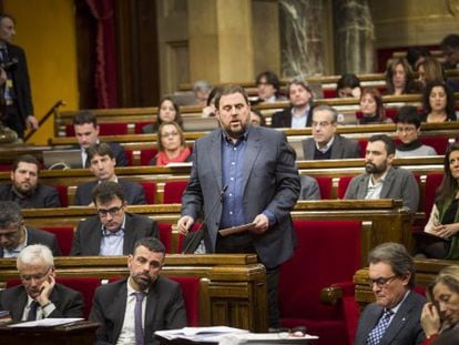 Oriol Junqueras, líder d'ERC, aquest dimecres, al Parlament.
