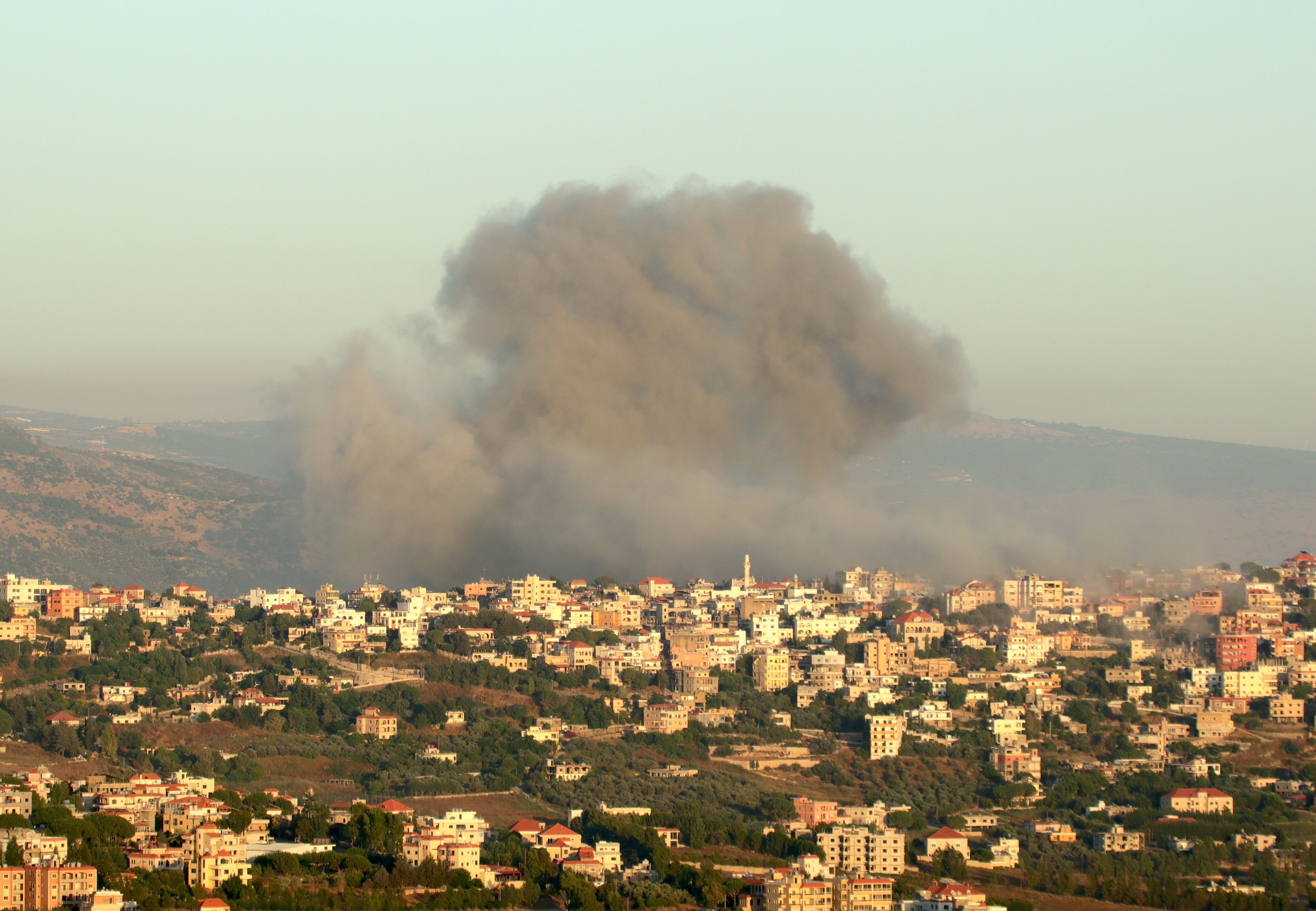 Smoke rises after Israeli army carries out attacks on al Khiam region of Nabatieh Governorate, in southern Lebanon on June 21, 2024. (Photo by Ramiz Dallah/Anadolu via Getty Images)