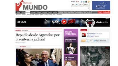 Página web de Clarín.