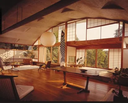 Interior del Conoid Studio, en el complejo de Nakashima en New Hope, Pensilvania. |